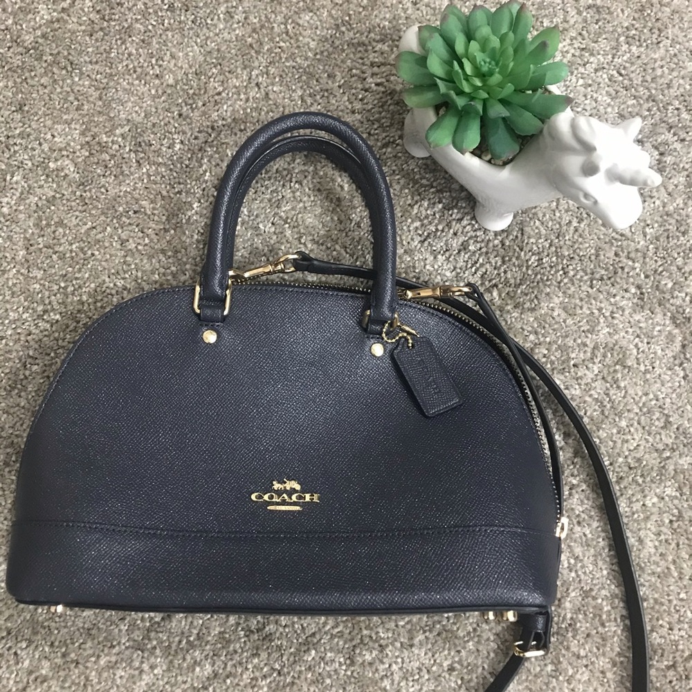 COACH gun metal grey glitter mini Sierra purse